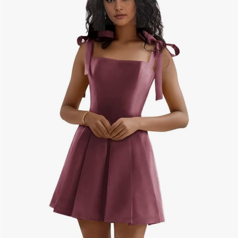 Satin A-line Mauve Sleeveless Dress